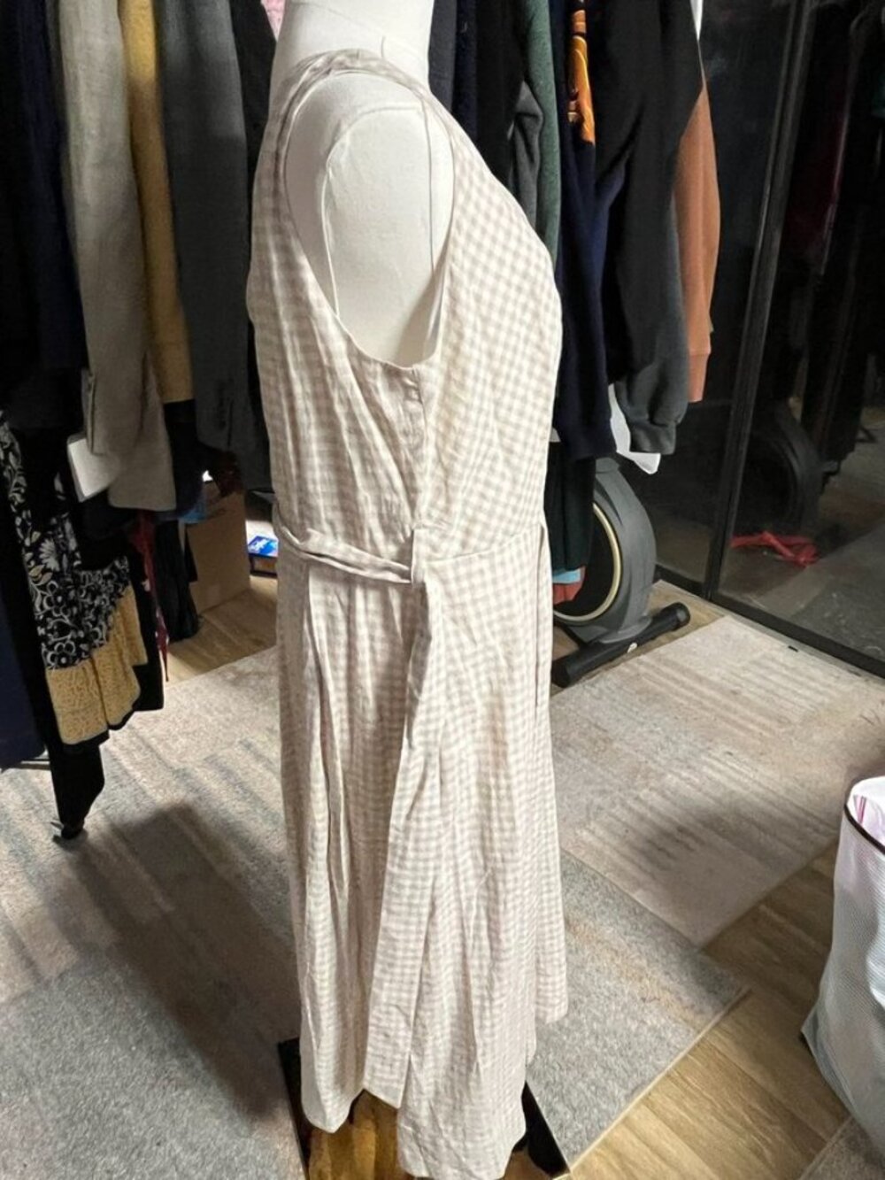 Donna Karan New York Size 12 Gingham Sleeveless Wrap Midi Dress - Picture 3 of 12